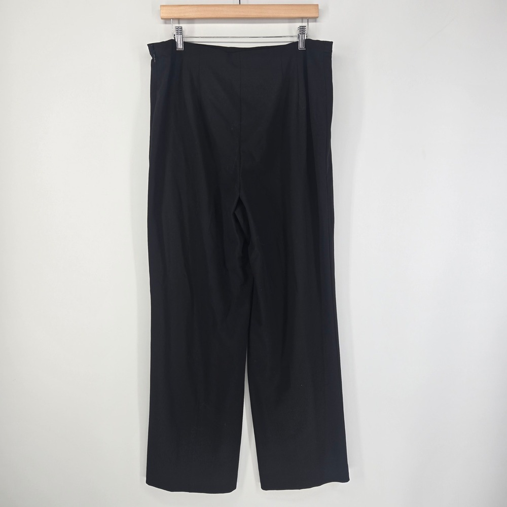 Talbots Dress Pants Women 16 Black Side Zip Stretch Wide Leg Career Trousers